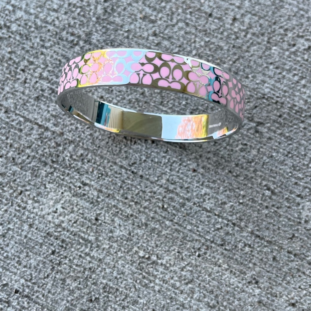 Vintage 90s pink coach bangle bracelet Y2K silver - Picture 5 of 8